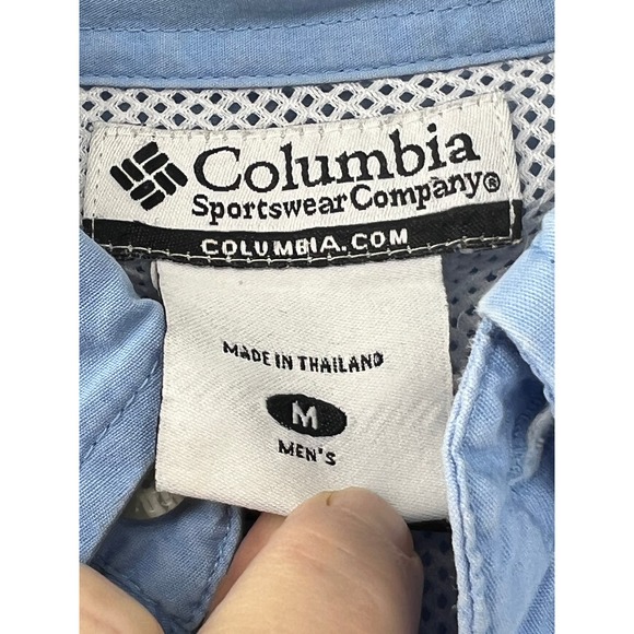 Columbia PFG Bahama II Fishing Shirt Long Sleeve Mesh Lined Flap Back Blue Men - Picture 3 of 10